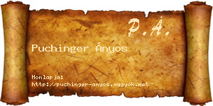 Puchinger Ányos névjegykártya